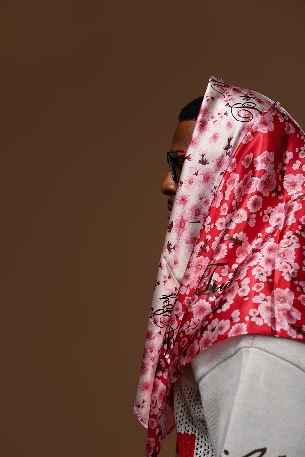 Red Japanese Cherry Blossom Scarf