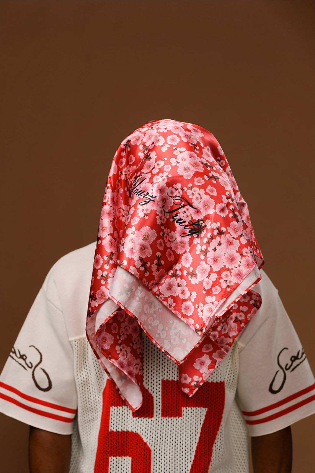 Red Japanese Cherry Blossom Scarf