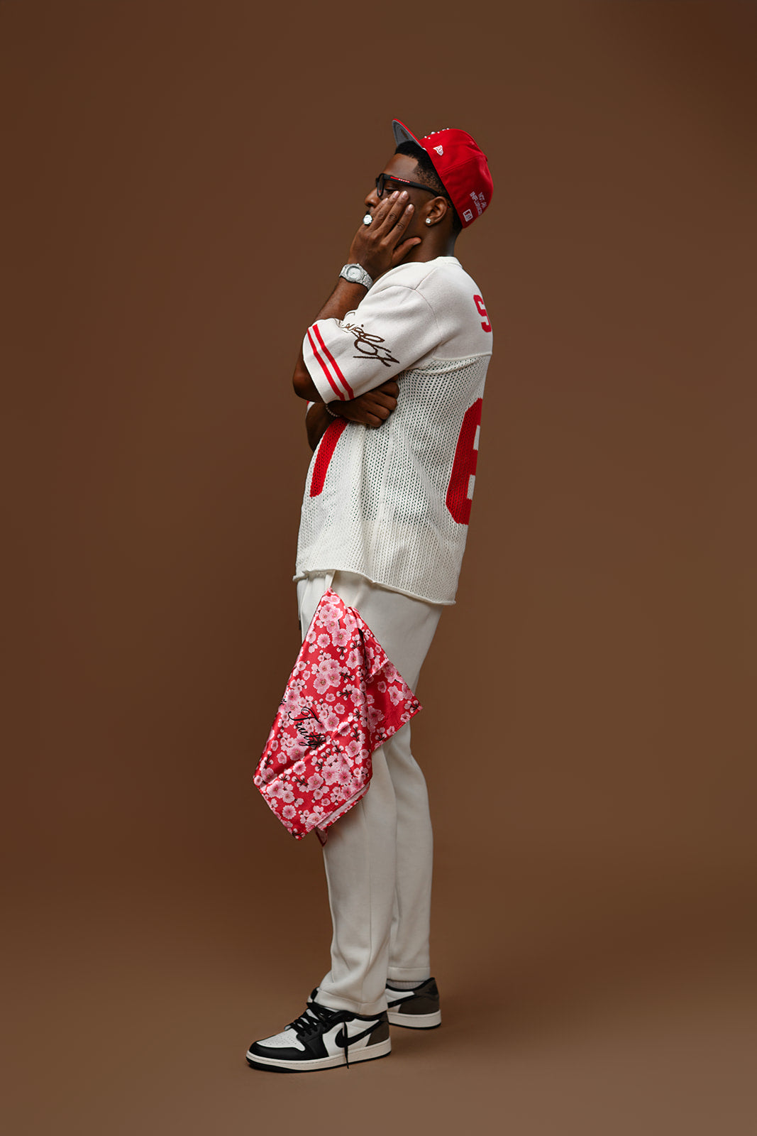 Red Japanese Cherry Blossom Scarf