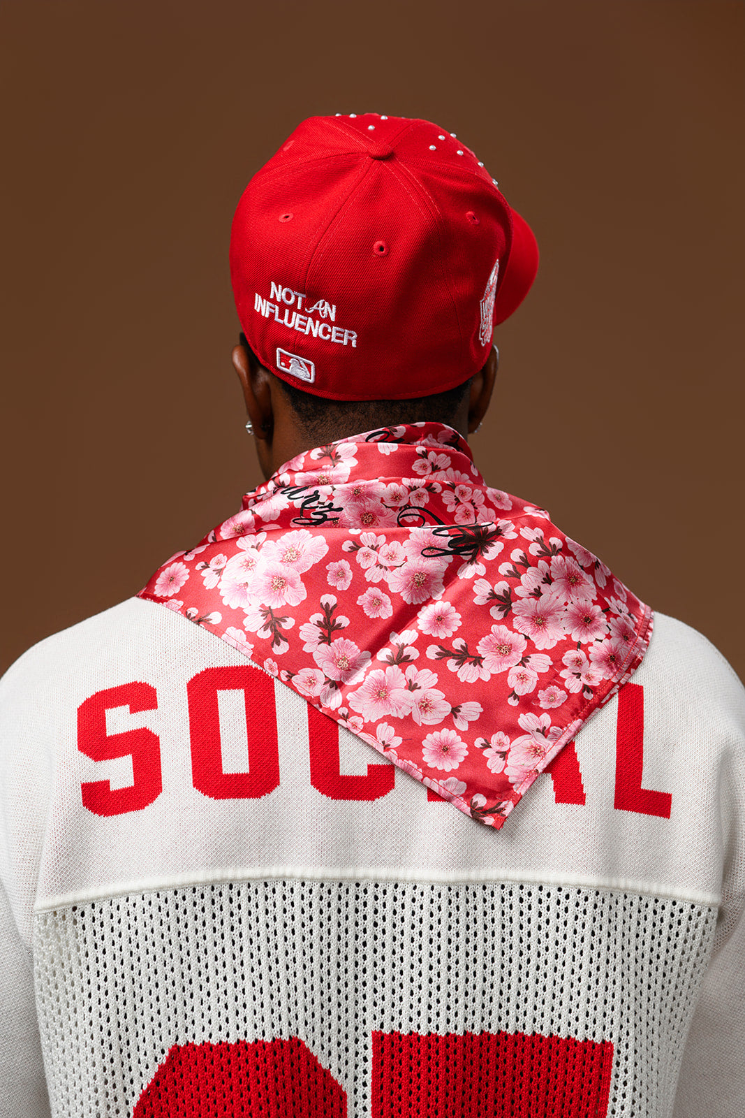 Red Japanese Cherry Blossom Scarf